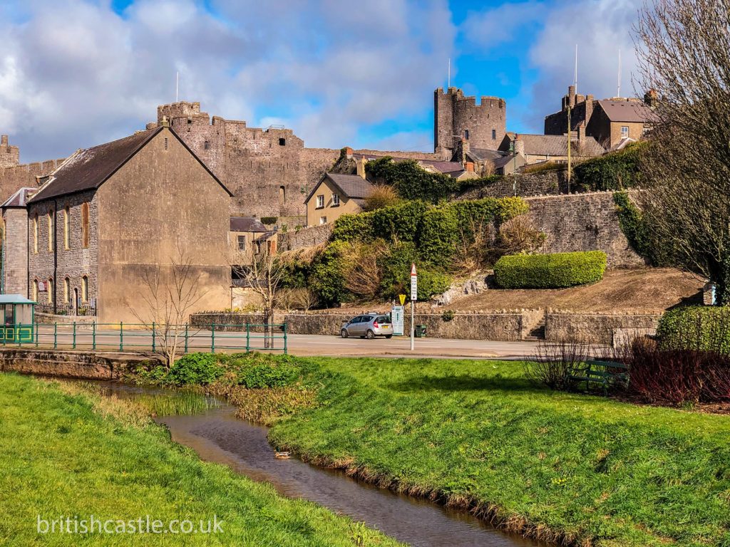 Pembroke town with the castle in the background