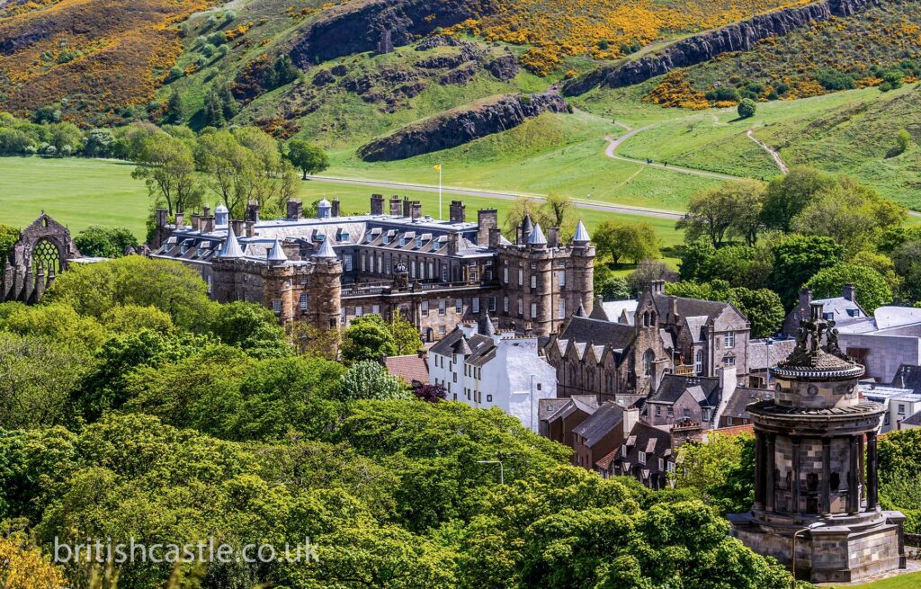 Wide angle view of Holyrood House palace