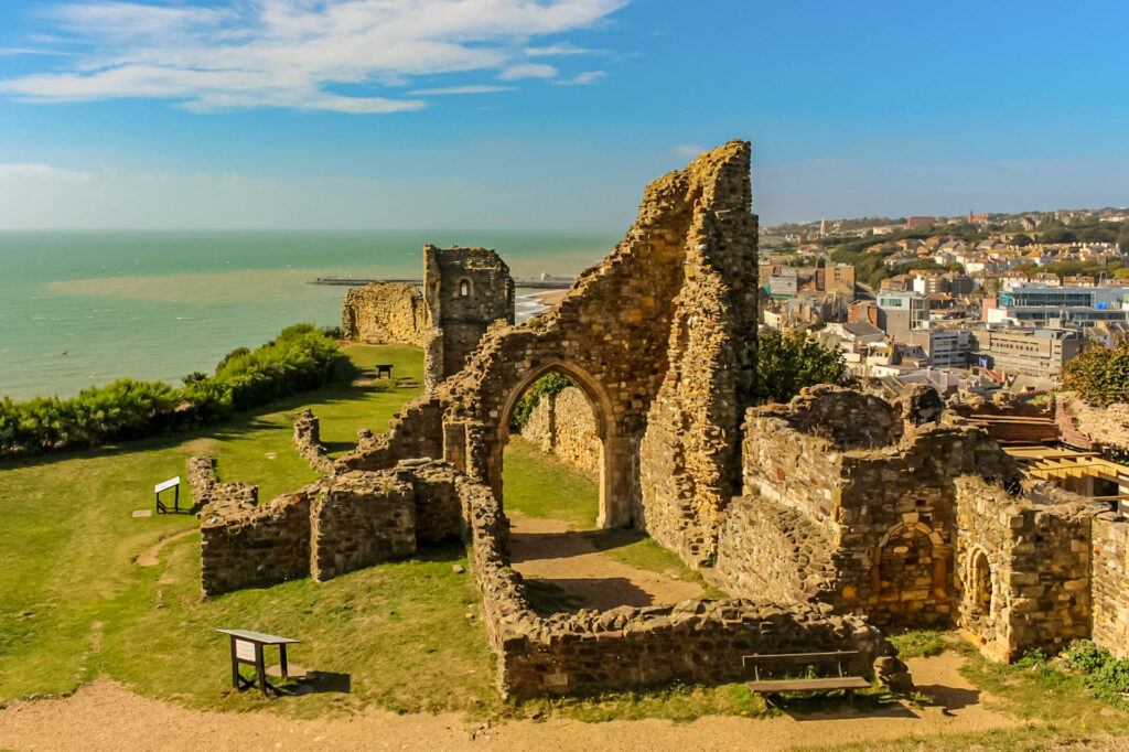 Hastings castle looking out to sea