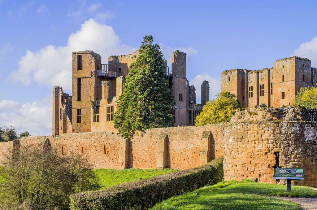 Kenilworth castle walls in the sunshine