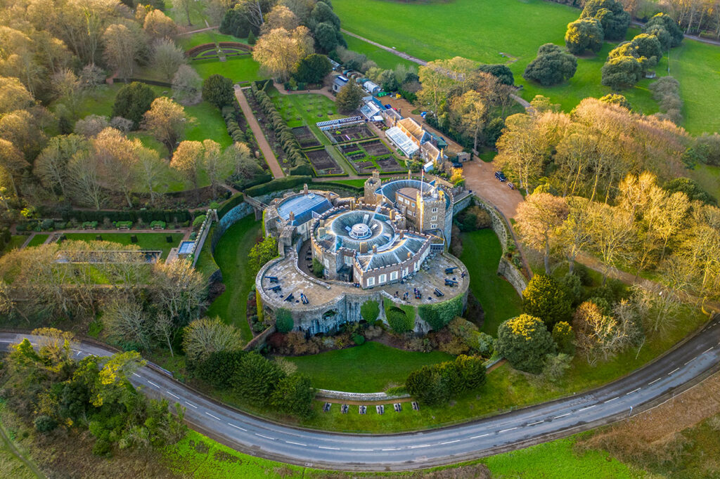 aerial shot of Walmer castle